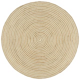 vidaXL Teppich Handgefertigt Jute mit Spiralen-Design Weiß 90 cm