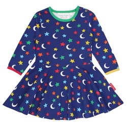 Toby Tiger Shirtkleid Skater Kleid mit Mond und Sterne Print blau 80