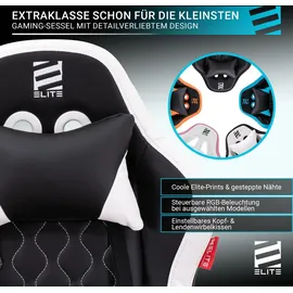 Elite Gaming-Stuhl für Kinder PULSE, ergonomisch, bis 120kg, verstellbare Höhe, Wippmechanik, Kissen (Weiß/Pink)