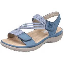Riemchensandale RIEKER, Damen, Gr. 40, blau, Nubuklederimitat, sportlich, Schuhe, Sommerschuh, Sandalette, Keilabsatz, mit Gummizügen