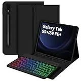 Bettdow für Samsung Galaxy Tab S10+/S10 Plus Tastatur Hülle, QWERTZ Layout Abnehmbarer Beleuchtete Tastatur mit Hülle für Tab S10+/S9+/S9 Plus/S9 FE+/S9 FE Plus 12.4 Zoll, Schwarz