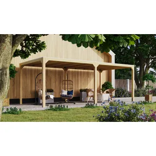 Karibu Pavillon KARIBU ""Gordon" SET, naturbelassen", beige (naturbelasse), Pavillons, aus hochwertigem Leimholz, inkl. selbstklebender Dachfolie