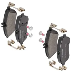 BREMBO Bremsbelagsatz, Scheibenbremse BREMSBELÄGE, RICHTUNGSGEBUNDEN vorne rechts links mit Zubehör für MERCEDES-BENZ 0004201005 A0074209220 A00042010