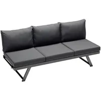Sieger Gartenbank, Grau, Metall, 3-Sitzer, 204x81x72 cm, Gartenmöbel, Gartenbänke