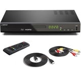 1080P HD Blu-ray Player für TV, Kompakter Bluray Player/DVD-Player mit HDMI/Koaxial/AV-Porta, Unterstützt USB-Eingang, Blu-ray Region B/2, 1-6 DVD Regions