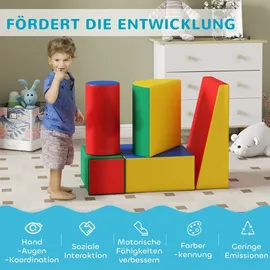 Homcom Softbausteine 5er-Set Schaumstoff Bausteine Riesenbausteine Bauklötze Bauspielzeug Schaumstoffblöcke für 1-3 Jahre alt Kinder Kunstleder EPE