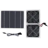 100W 20V Solarpanel-betriebener Lüfter, Solarbetriebener Lüftersatz, Solar-Abluftventilator mit 2 Lüftern für Gewächshaus, Wohnmobil, Wohnmobil, Hühnerstall, Außenbereich