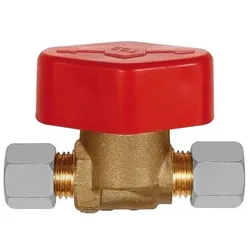 Schnellschluss-Absperrventil, Messing blank, 10mm Rohranschluss, DN 7