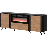 Mirjan24 Kommode, Schwarz, Nussbaum, Holzwerkstoff, Rechteckig,Rechteckig, 200x76x39 cm, Wohnzimmer,