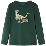 vidaXL Kinder Langarmshirt Dinosaurier Druck Langarm T-Shirt Jungen Dunkelgrün 92 - 92