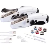 Pearl 2er-Set Mini-USB-Handnähmaschinen, USB- & Batterie-Betrieb