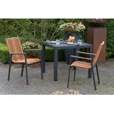 Gartenmöbelset Diningsessel Alicante terracotta mit Tisch Tarifa 90x90cm