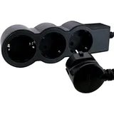 Legrand LEGRAND, Flache Steckdosenleiste, 3-fach Steckdose, Mehrfachsteckdose, 3 Meter Kabellänge, Schwarz/Dunkelgrau, 694560