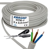 EBROM NYM-J 3x2,5 mm2 - Mantelleitung - Installationskabel - Feuchtraumkabel - grau - Auswahl in 1 Meter Schritten - Meterware auf den Meter genau - Ihre Auswahl: NYM-J 3x2,5 mm2, Länge: 30 Meter