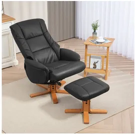 Homcom Relaxsessel Kunstleder 84 x 102 x 71 cm Schwarz mit Hocker
