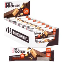 GERLINÉA Fit&Protein – Proteinriegel mit Erdnuss-Schokoladen-Geschmack – Ohne Zuckerzusatz – 13 g Protein pro 45-g-Riegel – Protein nach dem Sport – 15 Riegel