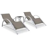 vidaXL Sonnenliegen 2 Stk. mit Tisch 0 x 0 x 0 cm Taupe