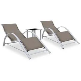 vidaXL Sonnenliegen 2 Stk. mit Tisch 0 x 0 x 0 cm Taupe
