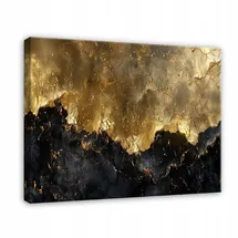 WallArena Leinwandbild Abstrakt Gold Schwarz 100x70