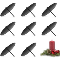 8X Adventskranz Metall, 6cm Kerzenhalter Schwarz Kerzenteller, Kerzenstecker für Weihnachten