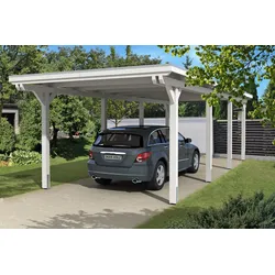Carport Emsland 354x846cm, weiß, 20mm Dachschalung mit EPDM Folie Holzcarport