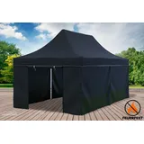 Faltpavillon Faltzelt Pavillon 3x6 FR Schwarz Gartenzelt Klappzelt Wasserdicht