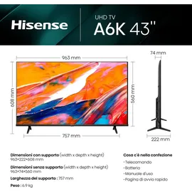 Hisense 43A6K 43 Zoll 4K UHD Smart TV