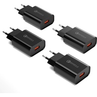 4 Stück USB Ladegerät Stecker, 18W Quick Charge 3.0 Schnellladegerät Netzteil 3A Ladeadapter für Samsung Galaxy S23/S22/S21/S20/S10/S9/S8/A&M Serie, iPhone, iPad, Huawei, Xiaomi, HTC, LG und mehr