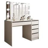 lookway Schminktisch, Kaschmir, Holzwerkstoff, Uni, 5 Schubladen, Rechteckig, 120x142x55 cm, Schlafzimmer, Schminktische