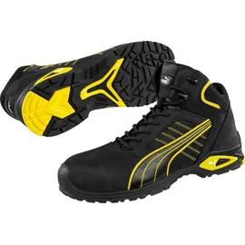 Puma Amsterdam Mid Gr. 42 schwarz/gelb Leder S3 SRC EN20345