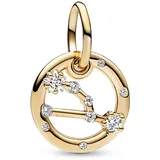 Pandora Moments Sternzeichen Stier Charm-Anhänger aus Sterling Silber mit 14 Karat vergoldeter Metalllegierung, Zirkonia, Kompatibel Moments Armbänder, 762707C01