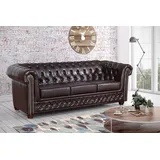 Küchen-Preisbombe Chesterfield Couch Kunstleder 3-Sitzer Braun