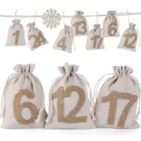 24 Adventskalender zum Befüllen, Stoffbeutel Geschenksäckchen Weihnachten für Weihnachtskalender, Adventskalender Säckchen mit 1-24 Adventszahl...