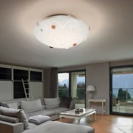 GLOBO Deckenleuchte 1-flammig rund opal mit Dekorsteinen, 1x LED 8,0 W 640 lm, D 25 cm