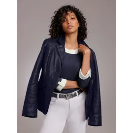 MAINPOL Lederblazer MAINPOL "Lammnappa-Lederblazer", Damen, Gr. 40, marine, 100% Lammnappaleder, Blazer