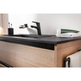 Fackelmann Gusswaschtisch Vita 101 cm x 15,8 cm x 46,5 cm Matt Schwarz