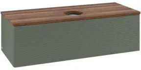 V&B Waschtischunterschrank mit Frontstruktur, mit Beleuchtung Antao 120x36x50cm, WBP w. wal, lea gre. m Lac
