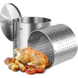 VEVOR Suppentopf Kochtopf Soßentopf 94,6L Edelstahl Kochen Soßen Korbdeckel
