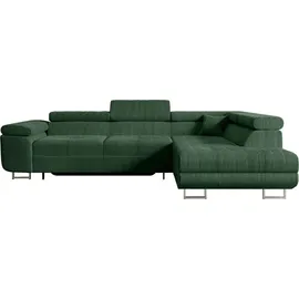 altdecor Ecksofa Cord mit Schlaffunktion 2-Sitzer Grün
