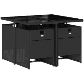 vidaXL 5-tlg. Garten-Essgruppe mit Kissen Schwarz Poly Rattan