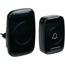 Grundig Drahtlose Türklingel Set - Funkklingel mit 300m Reichweite - LED-Anzeige und 60 Töne - Steckdosenempfänger - Inkl. Batterie - Einfache Montage - Schwarz
