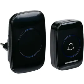 Grundig Drahtlose Türklingel Set - Funkklingel mit 300m Reichweite - LED-Anzeige und 60 Töne - Steckdosenempfänger - Inkl. Batterie - Einfache Montage - Schwarz