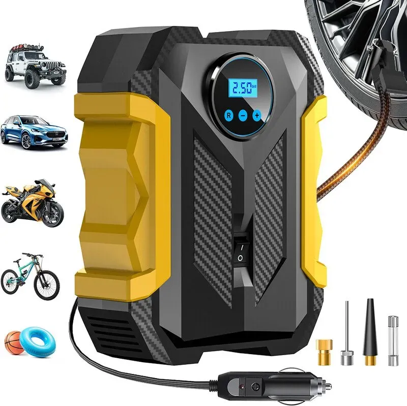 Carsun 12V digitale Reifenpumpe 150 PSI – LED-Licht, präzise Druckerkennung, 3 m langes Kabel für Autos, Fahrräder und Bälle