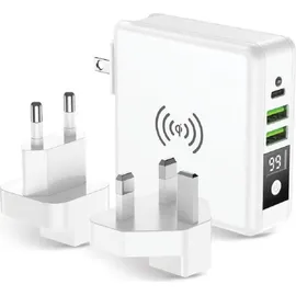 forcell Multifunktionsladegerät 4in1 15W mit USB/USB typ C, Powerbank 8000mAh und kabelloses Laden in einem
