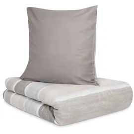 s.Oliver Bettwäsche "Satinbettwäsche s.Oliver", beige (beige, grau), B/L: 140cm x 200cm, 1 Stk., 1 Stk., Mako-Satin, B/L: 80cm x 80cm, 2 Stk., Mako-Satin, Obermaterial: 76% Baumwolle, 24% Polyester, Bettwäsche, Bettwäsche, Aquarell Optik