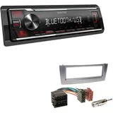 EHO Kenwood KMM-BT209 1-DIN Autoradio Media Receiver Bluetooth USB AUX mit Einbauset passend für FIAT Grande Punto 2005-2010 anthrazit metallic