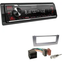 EHO Kenwood KMM-BT209 1-DIN Autoradio Media Receiver Bluetooth USB AUX mit Einbauset passend für FIAT Grande Punto 2005-2010 anthrazit metallic