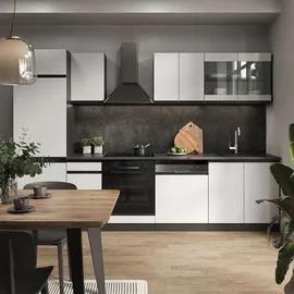 Vicco Küchenzeile R-Line J-Shape 300 cm Weiß/Anthrazit