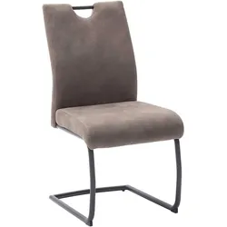 Freischwinger mit hoher Lehne und Griff Beige Microfaser (2er Set)