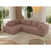 MKS MEBLE Ecksofa mit Schlaffunktion, Sofa L-Form mit Bettkasten und Kissen, Couch mit Stauraum, Ausziehbares Schlafsofa 325 x 200 cm - Orta L - Ro... - Rosa